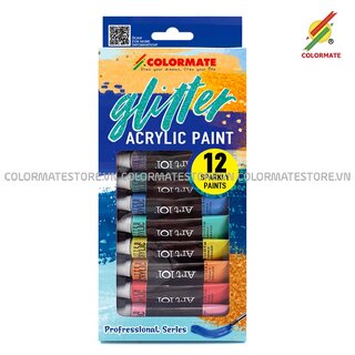 Hộp Giấy 12 Tuýp Glitter Acrylic Paint