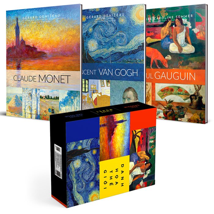 Bộ Danh Họa Larousse: Vincent Van Gogh, Claude Monet, Paul Gauguin (Hộp 3 cuốn)