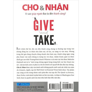 GIVE And TAKE - Cho Và Nhận (Tái Bản Từ Cuốn Cho Khế Nhận Vàng)