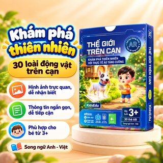 Thẻ Học Thông Minh AR - Thế Giới Trên Cạn - Khám Phá Thiên Nhiên Với Thực Tế Ảo Tăng Cường (Song Ngữ Anh - Việt)