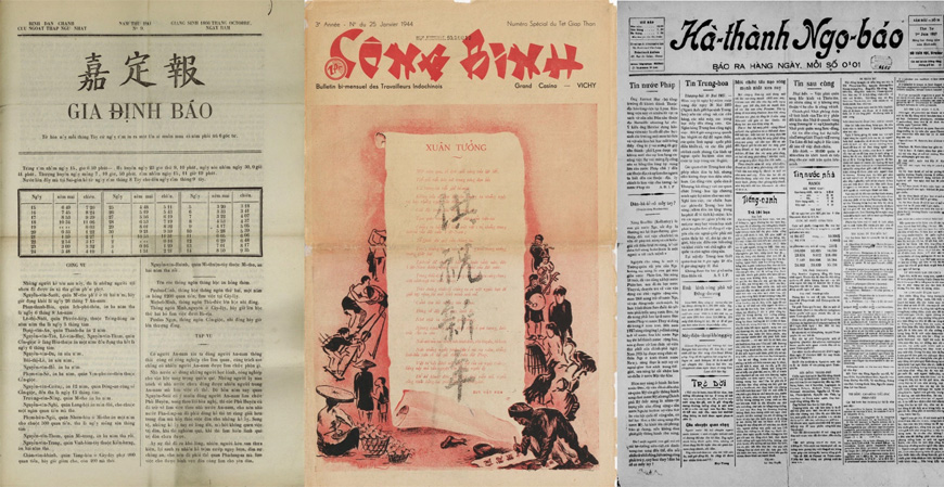 Tờ Gia Định báo (tờ báo quốc ngữ đầu tiên của nước ta) số 9, tháng 10/1866; tờ Công binh tạp chí số Tết Giáp Thân (tờ báo được xuất bản tại Pháp); tờ nhật báo Hà thành ngọ báo