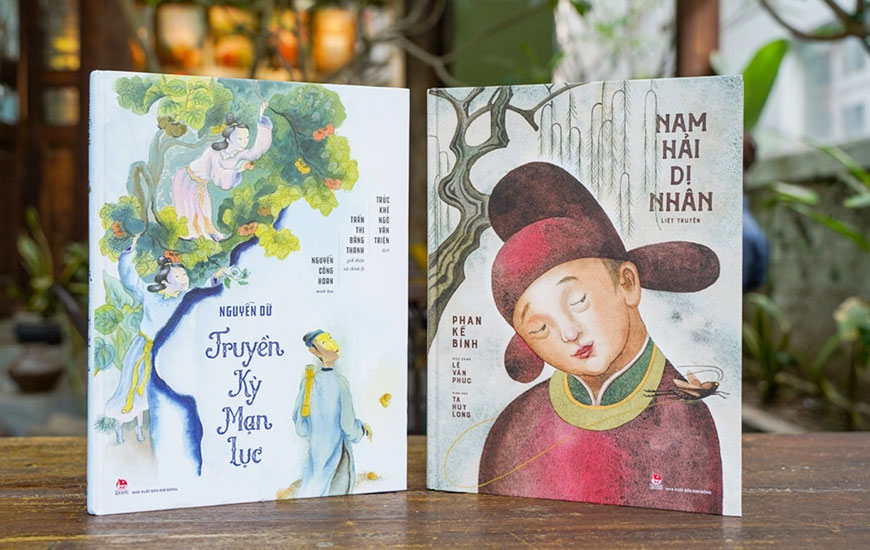 Cuốn "Truyền kỳ mạn lục" (trái) của tác giả Nguyễn Dữ và "Nam Hải dị nhân liệt truyện" của Phan Kế Bính. Ảnh: NXB Kim Đồng